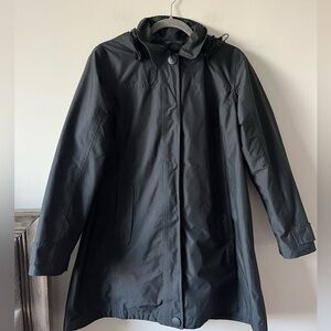 L.L. Bean Black Hooded Jacket with removable plaid wool lining Size Small